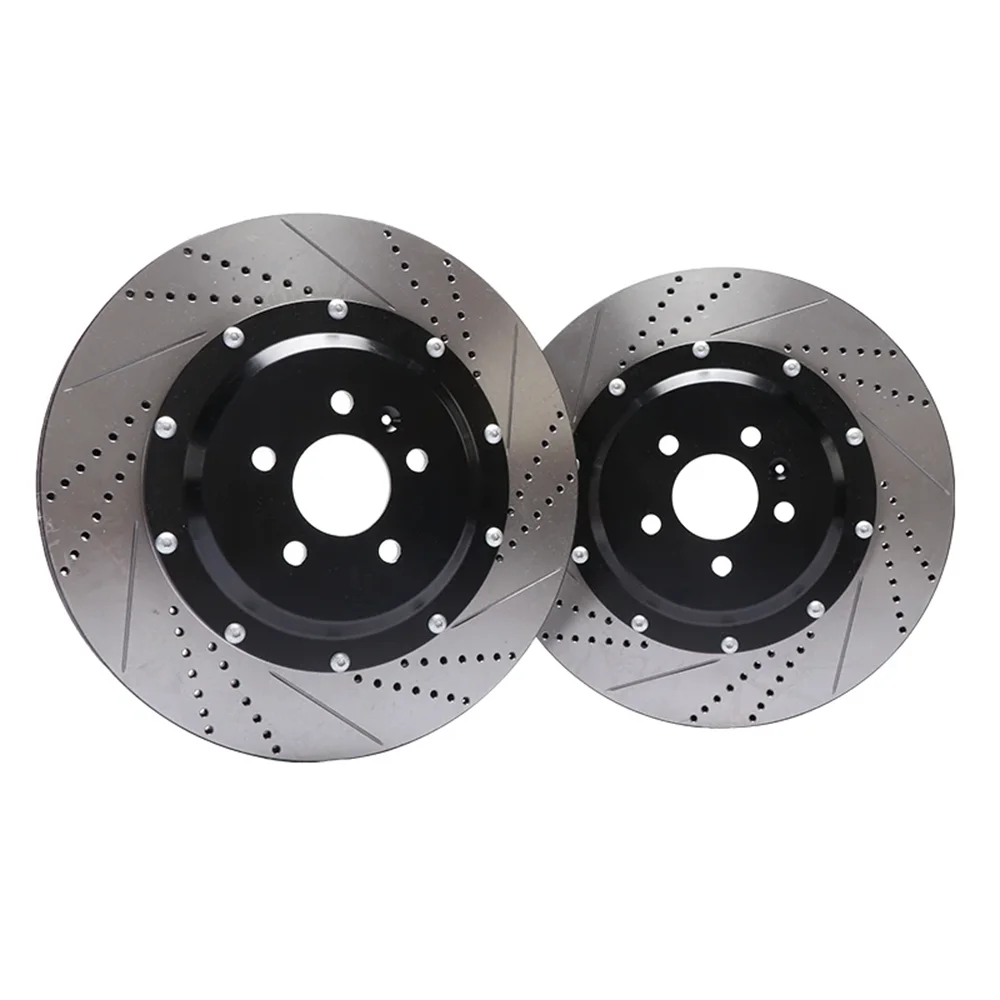 KOKO Racing High Carbon Brake Rotor Size 330*10mm Drilled and Slotted Expanded Disc Only for Audi A3