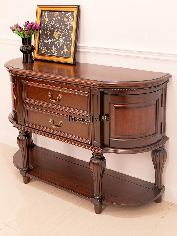 

yj19 American Classical Living Room Decoration Storage Cabinet Partition Semi-circular Multi-functional Entrance Table