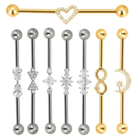 ASTM F136 Titanium PIERC Multiple Models Industrial Barbells Stone Ear Rod Helix Stud Cartilage Straight Bar Piercing Jewelry