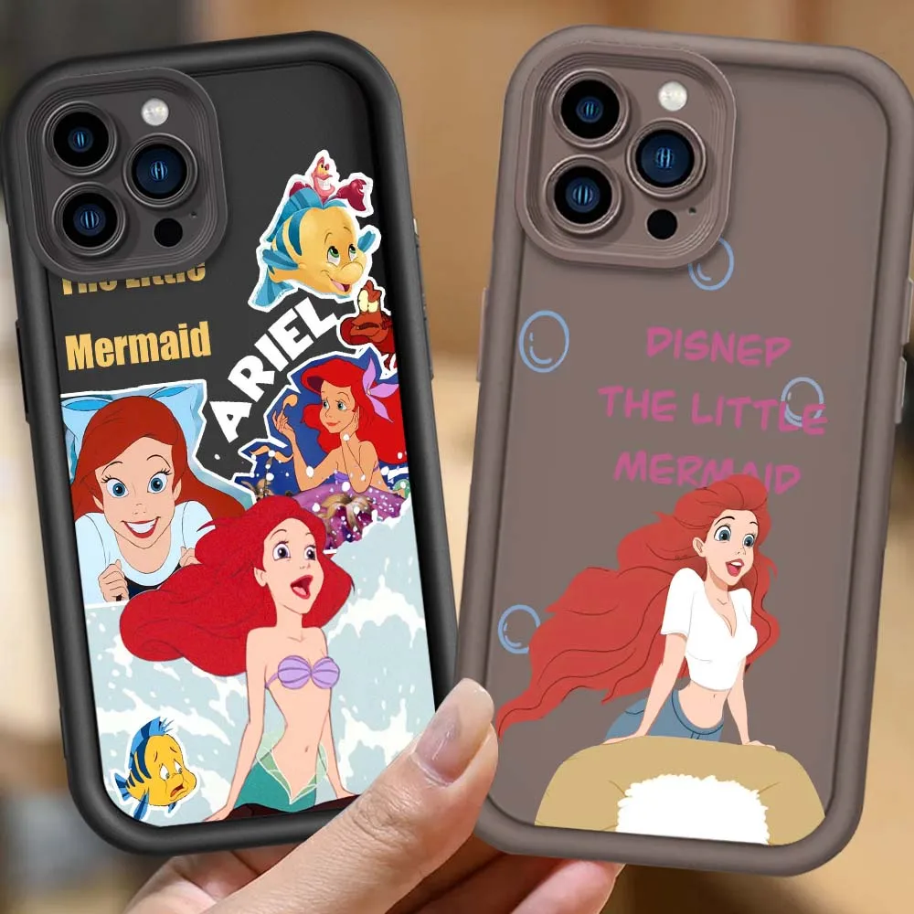 Funda de teléfono de dibujos animados de La Sirenita de Disney para Apple iPhone 17 Air 16 16E 15 14 13 12 11 Pro Max Plus Mini Eye Ladder suave