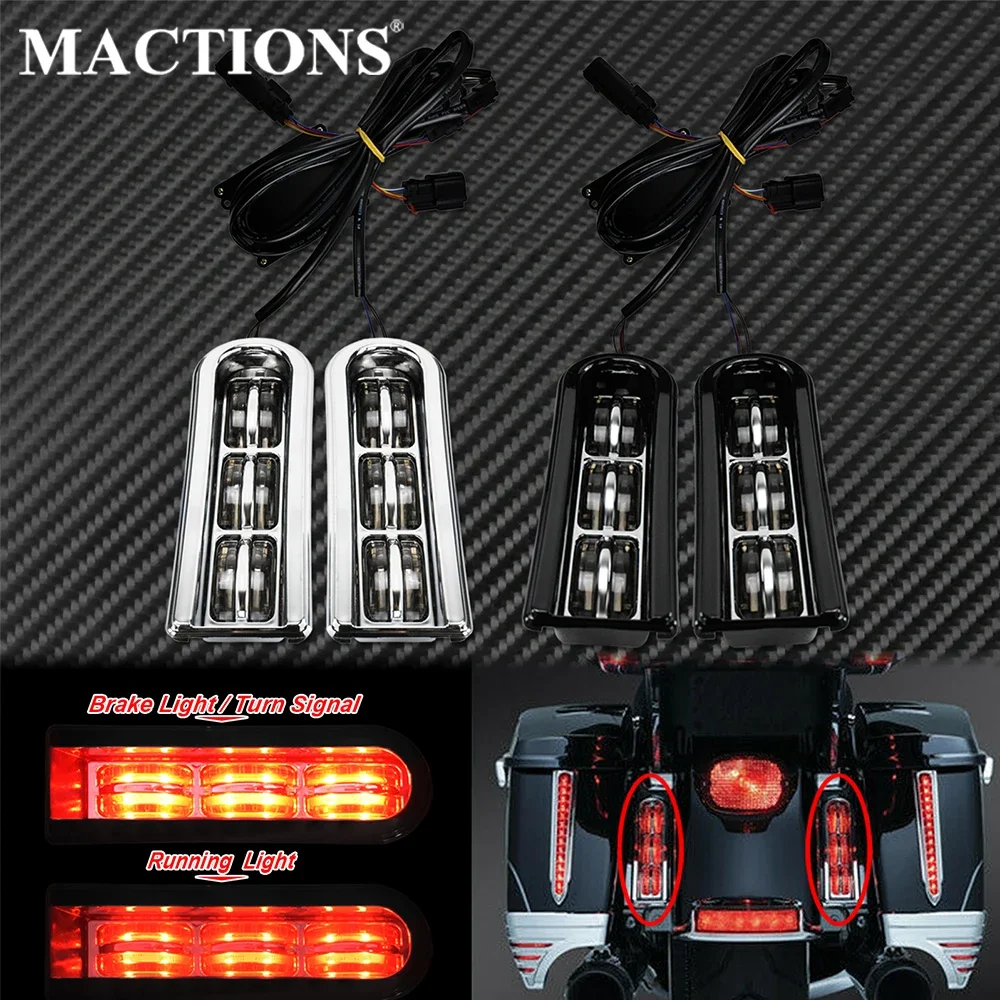 Motorcycle LED Inserts Saddlebag Filler Support Taillight Running Light For Harley Touring Electra Glide Road King CVO 2014-2023