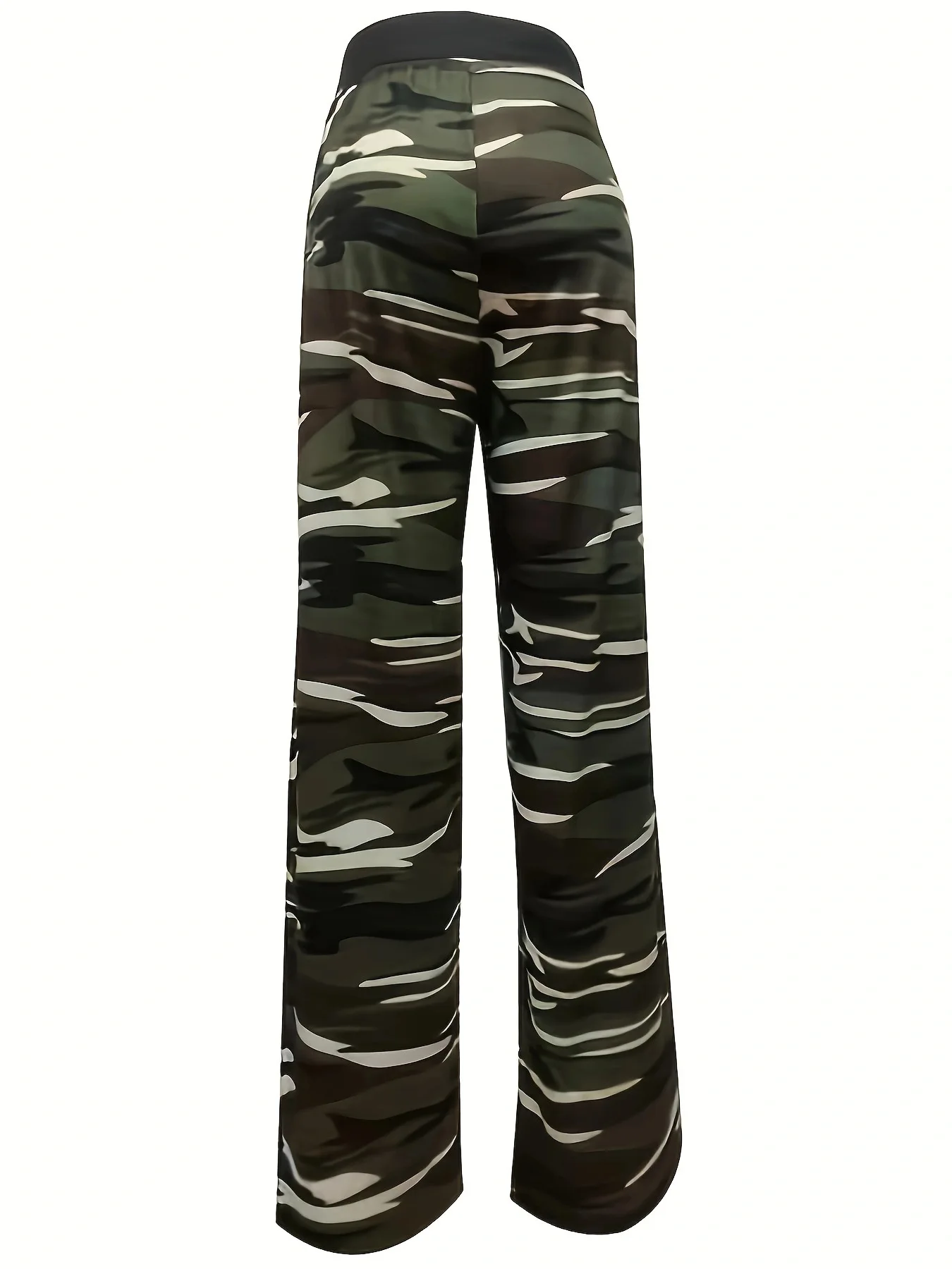 New camouflage printed comfortable and casual elastic drawstring wide leg pants for women\'s clothing