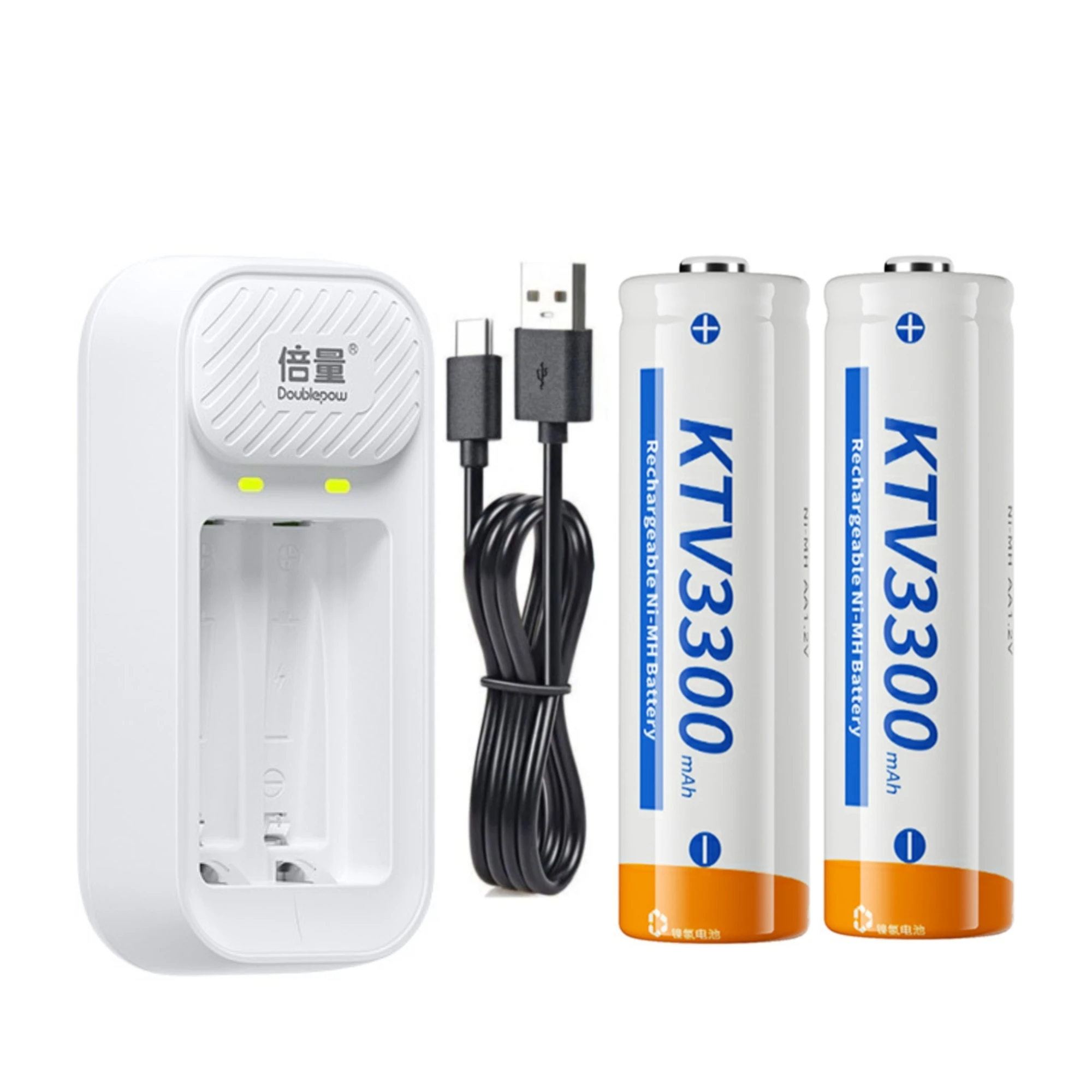 2 szt. akumulatorów AA 1.2V 3300mAh z ładowarką USB do myszy, mikrofonu, golarki elektrycznej, szczoteczki elektrycznej, gamepadów, zabawek