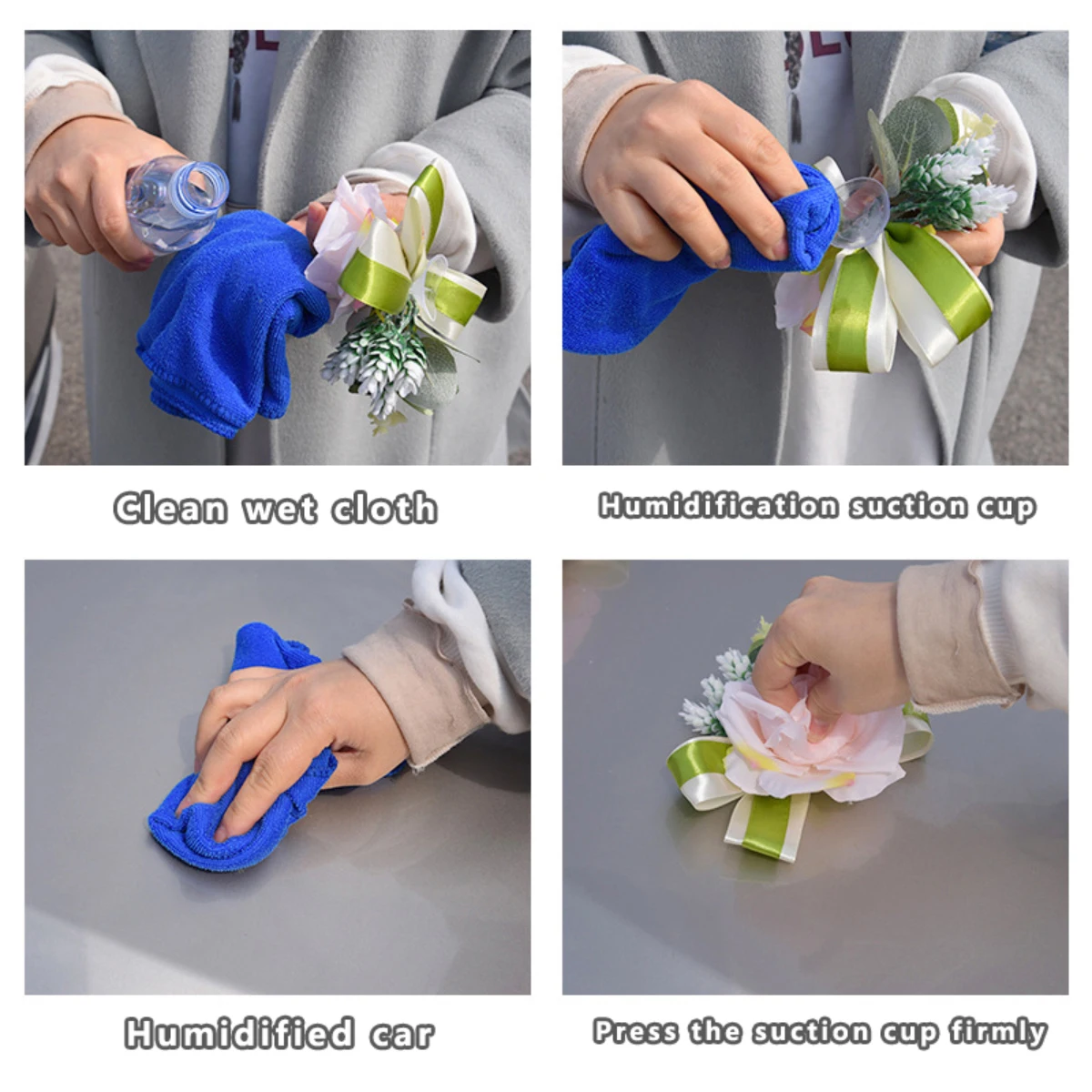 Carro de casamento flor placa fita arcos maçaneta da porta ornamento suprimentos festa eventos acessórios (v ventosa)