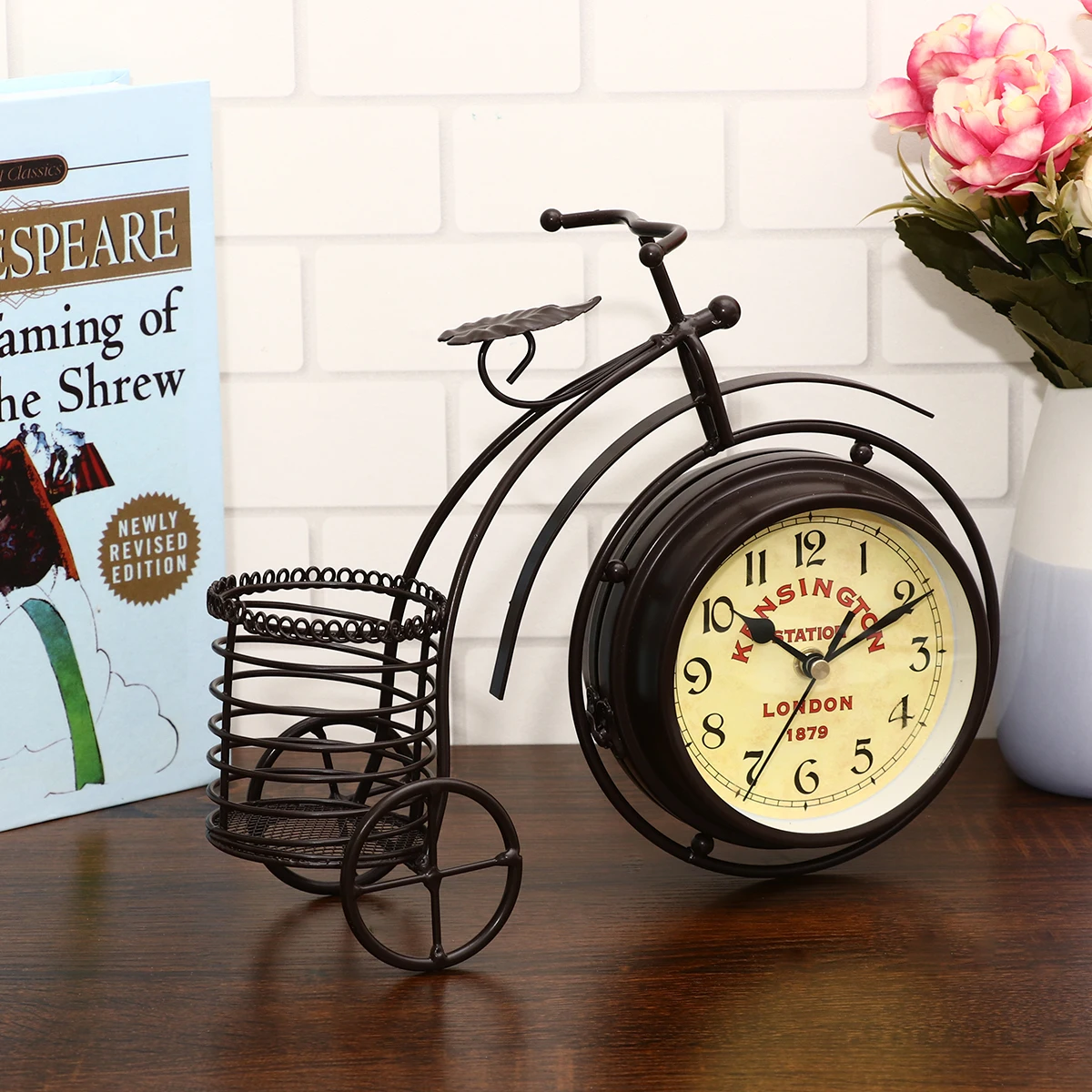 

Retro Bike Iron Creative Desktop Ornament Metal For Home Office Store Decoration Craft Bike Clock Iron Craft Clock No