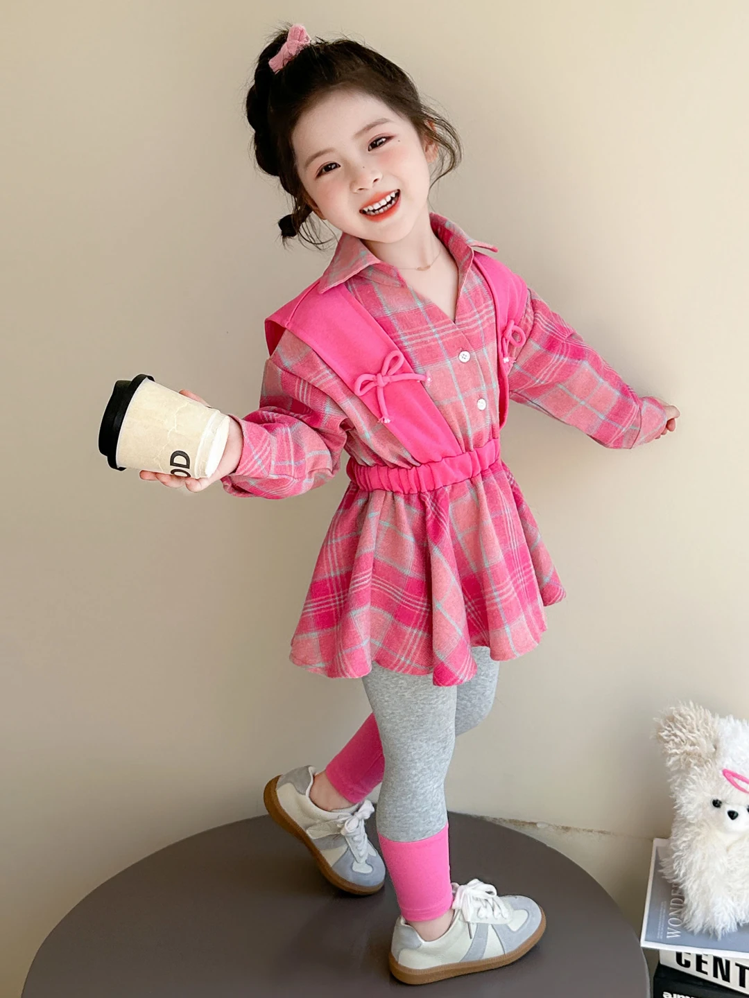 

Girls Autumn Faion Cheered irt Dr And Leggings Two-Piece Set Spring Autumn Sle Casual Lightweight Long Sve