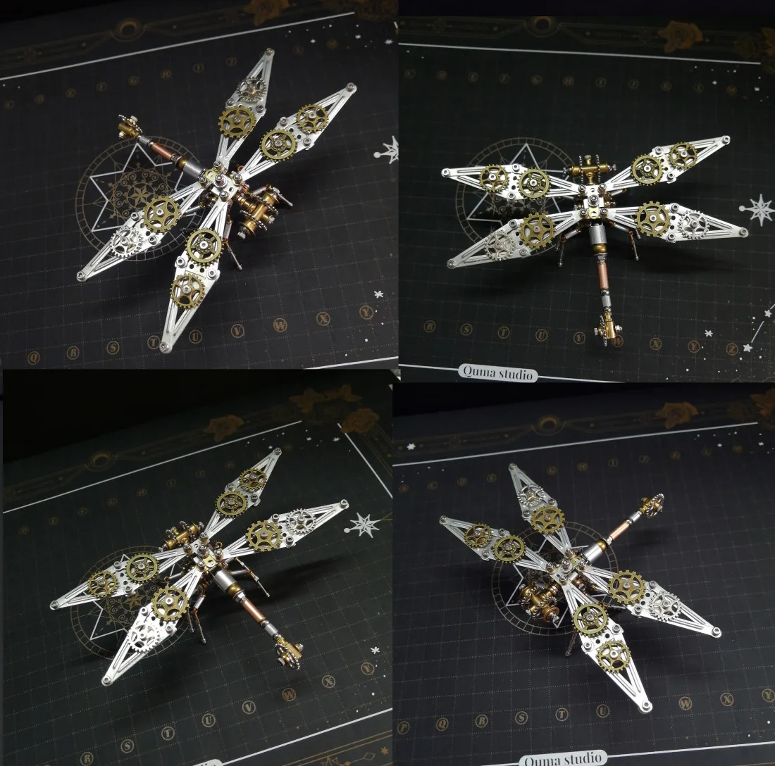 3D Metal Puzzle Dragonfly Insect DIY Assembly Model Kit Steampunk Mechanical Insects Assemble Toys  - 200+PCS