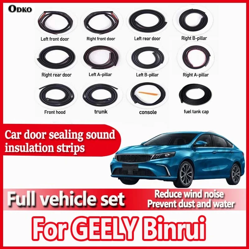 For GEELY Binrui Car Door Seal Strip Rubber Noise Insulation Dustproof Seal Strip Not easy to Fall off Car Accessories 12Pcs