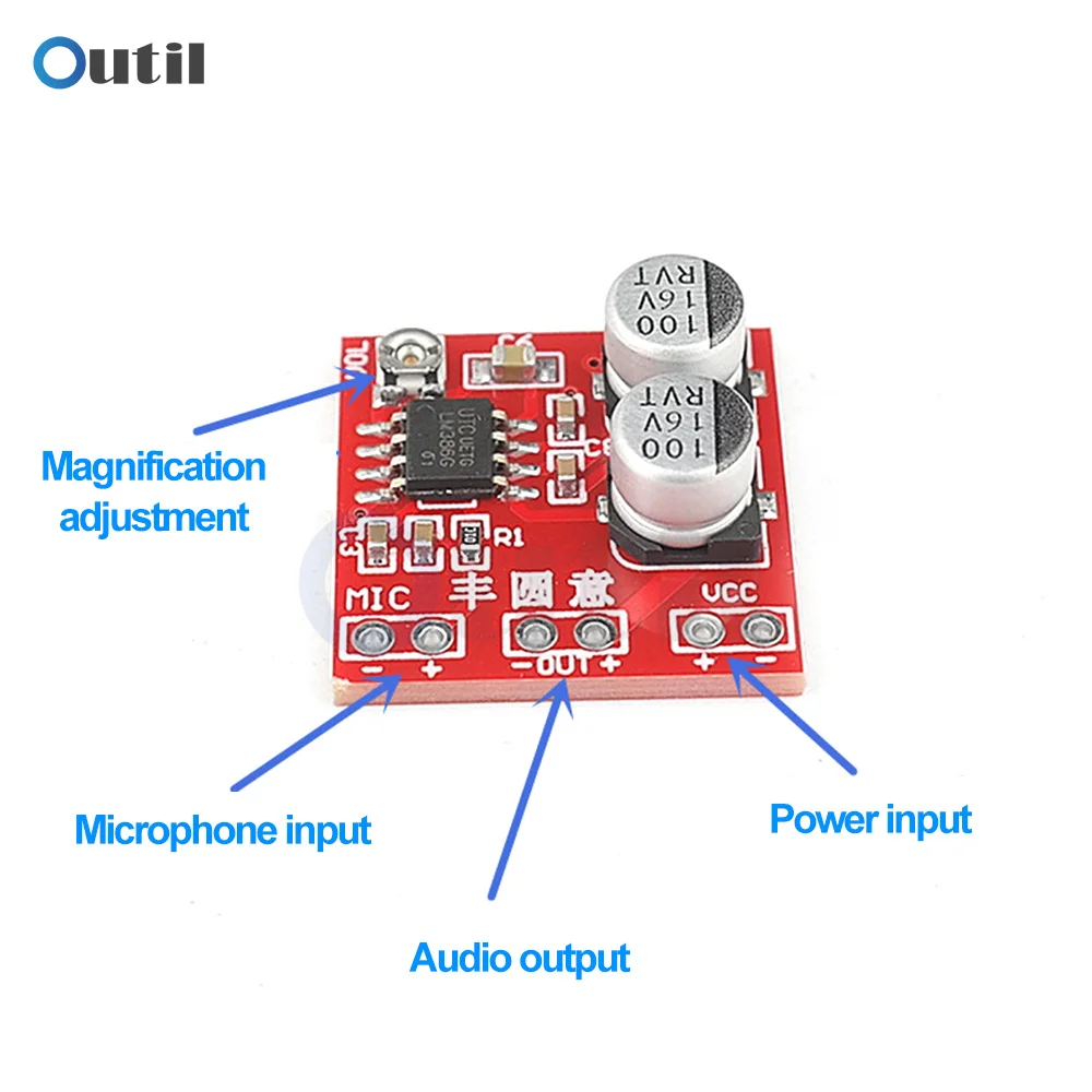 LM386 Electret Microfoon Versterker 4-12V Microfoon Pickup Module Kan Rijden Oortelefoon Mini Power Luidsprekers Met Volumeregeling