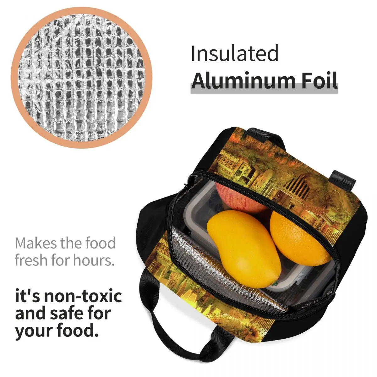 مخصص H-هاريز الحرارية معزول حقيبة الغداء هوجورتس الذهبي البومة قابلة لإعادة الاستخدام حقيبة الغداء للعمل مدرسة السفر تخزين عبوة طعام #4