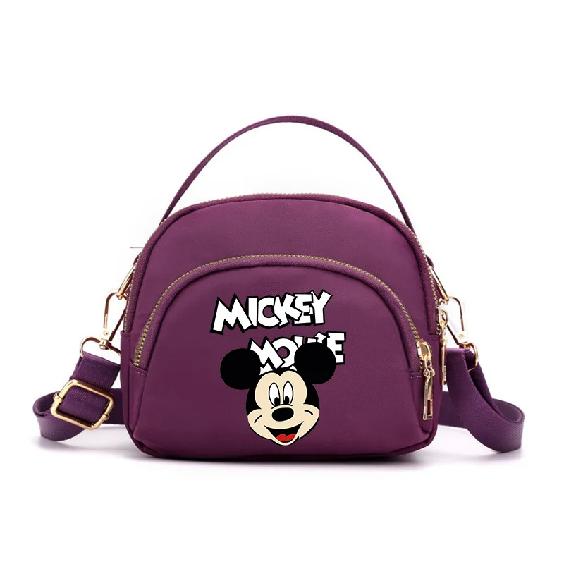 Mickey Mouse Series Solid Color Shoulder Bag Disney Nylon Shoulder Bag for Women Cartoon Large Capacity Three-layer Shoulder Bag