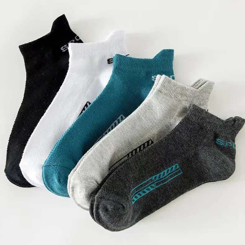 Men Summer Cotton Socks Sweat-Absorbent Odor-Resistant Short Tube Boat Pull-Up Mesh Short Socks Breathable Sports Cotton