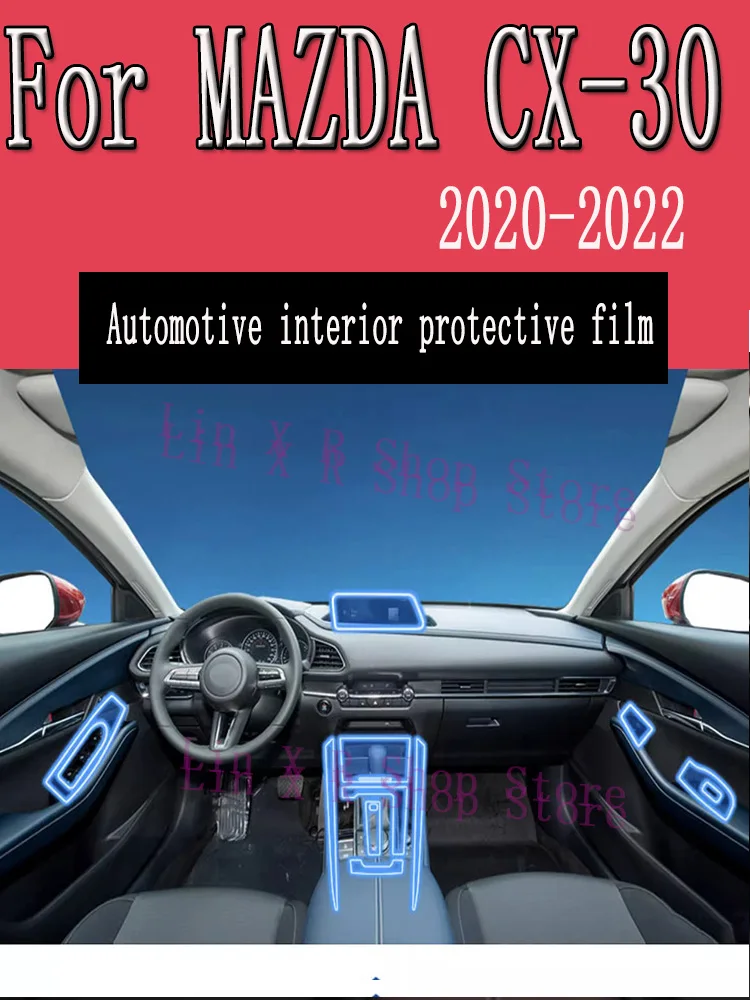 

For MAZDA CX30 CX-30 2021 2022 2023 Car Interior Center Console Transparent TPU Protective Film Anti-scratch Repair Film