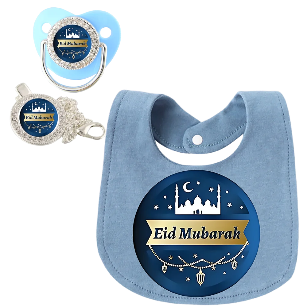 

Blue pacifier newborn bib Muslim baby luxury feeding pacifier set baby pacifier baby shower gift silicone baby teeth gift