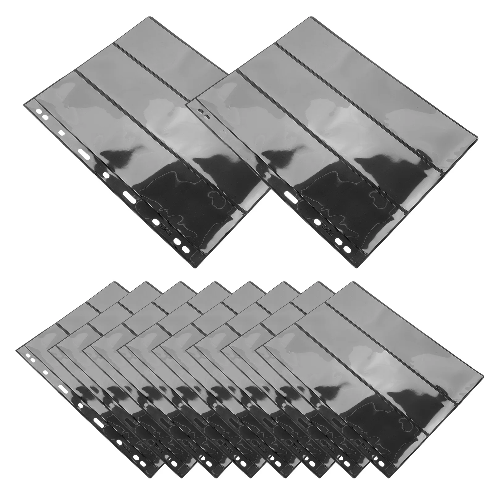 10 個アルバム黒背景 3 スロットペットスリーブ収集用収納オーガナイザースタンプページコレクター用スタンプホルダーシート