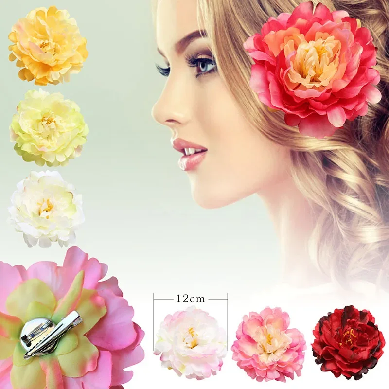 12cm Big Artificial Flower Hairpin Wedding Bridal Hair Clip Barrette Headdress Party Accessories Headwear Gifts Dropshipping