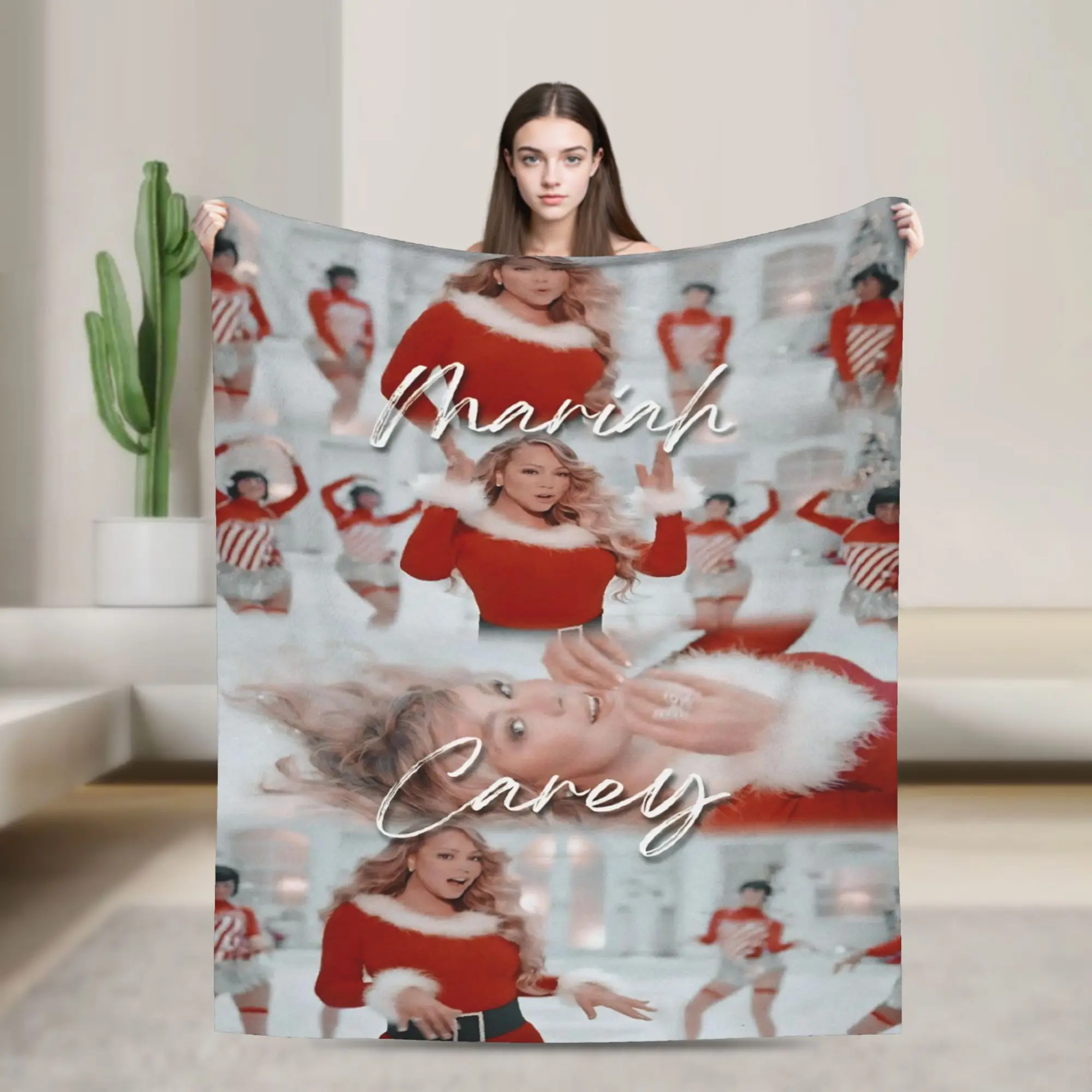 Mariah Carey Christmas It’s Time Throw Blanket All I Want For Christmas Is You Flannel Bedspread For Bedroom Sofa Bed Cover