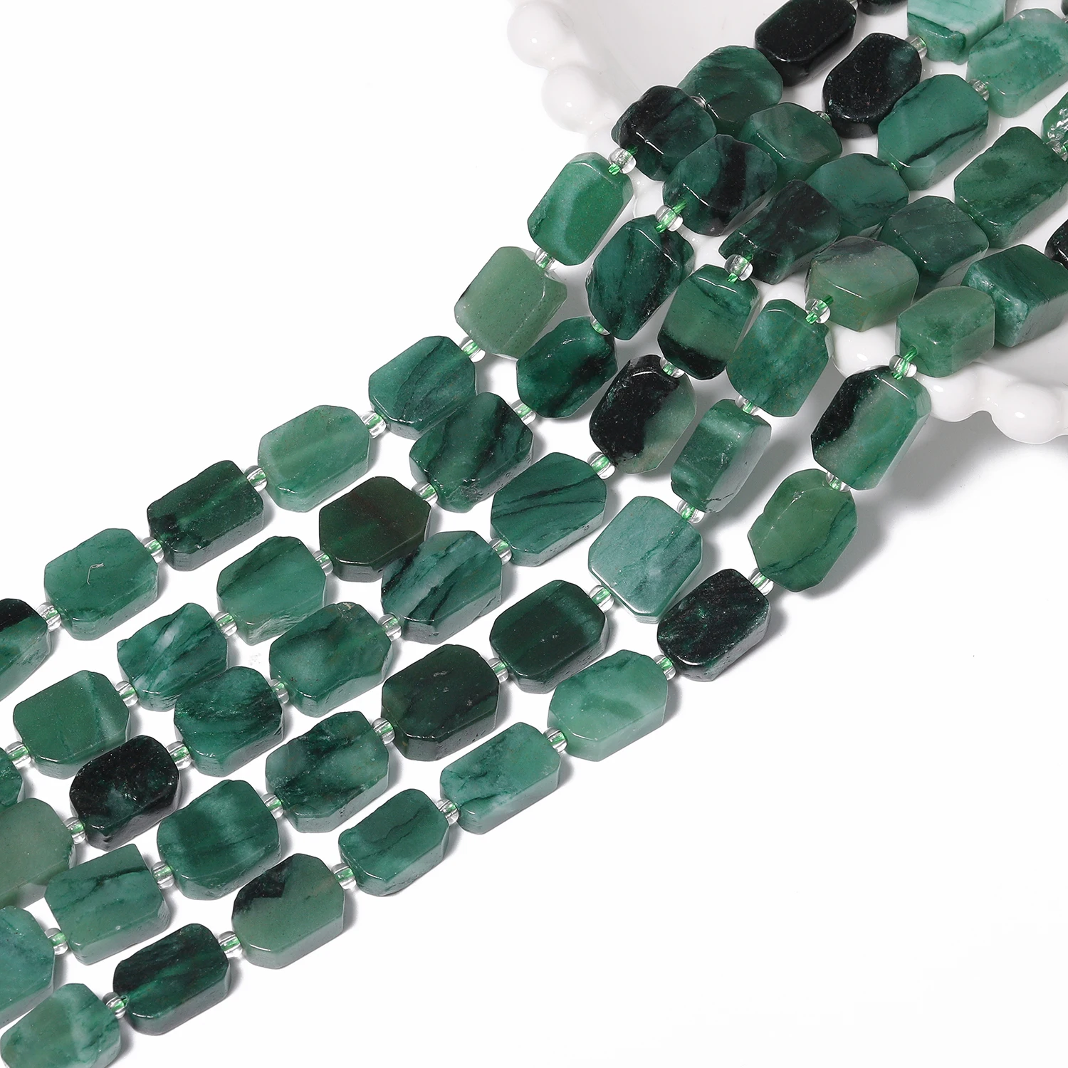 Gemas de Esmeralda verde Natural AAA de 12x8mm, cuentas de piedra con forma rectangular Irregular para fabricación de joyería, accesorios de pulsera Diy