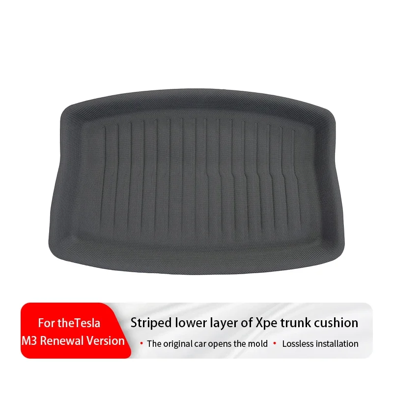 Striped Lower Layer XPE Trunk Mat for 2024-2026 Tesla Model 3 Highland / New M3 – Durable Cargo Liner