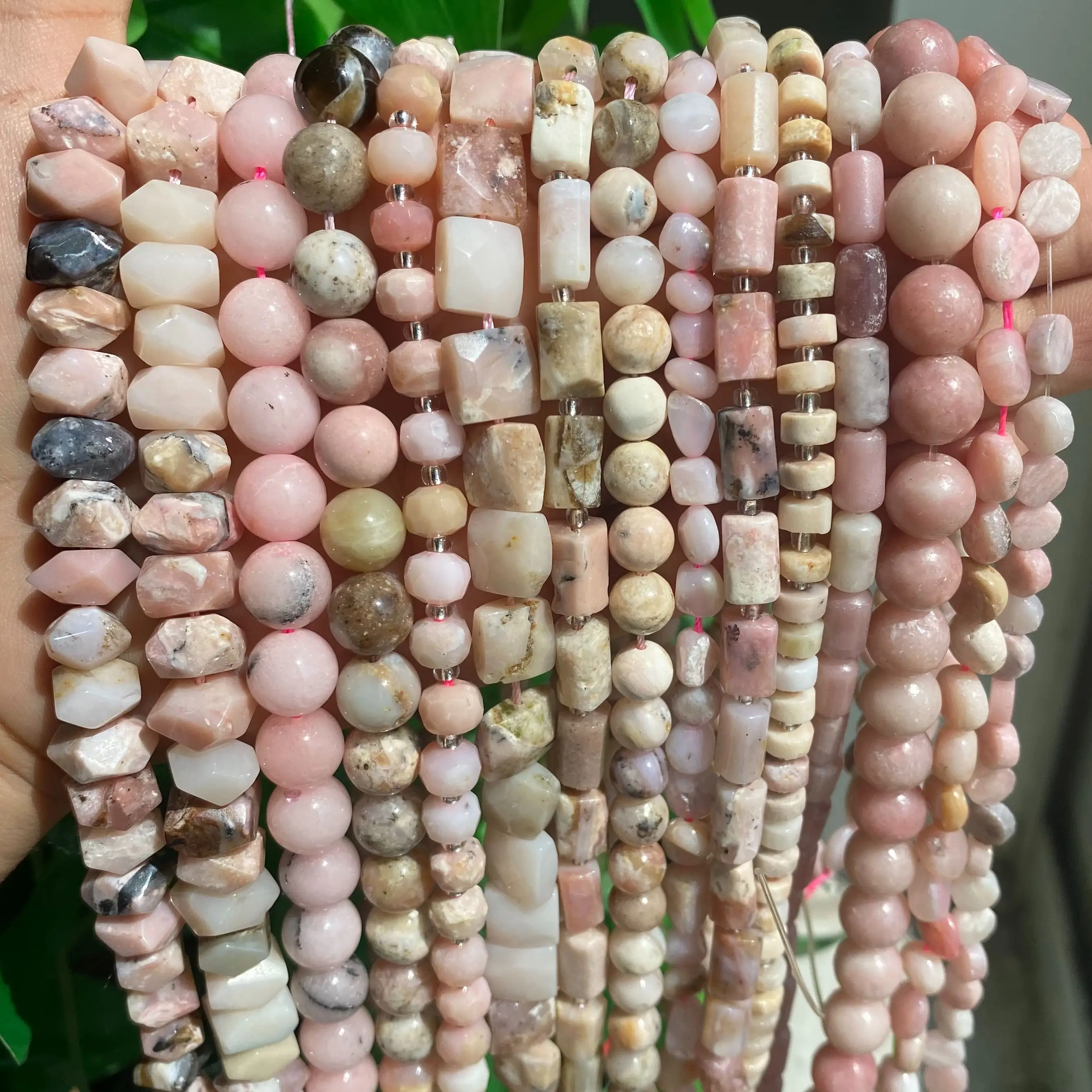 Natural Stone High Quality Pink Opal Beads Mix Shape Loose Spacer Beads Jewelry Making DIY Bracelet Necklaces Accessory 6-12mm