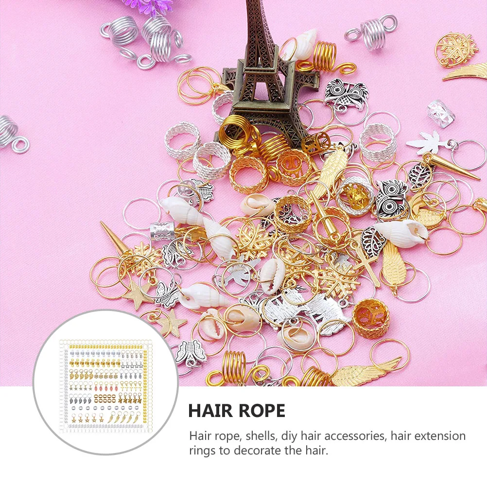 

Dreadlocks Hair Cuff Set Stylish Diy Hair Rings Braiding Beads Decorative Tubes Shells For Women Men Durable Colorful