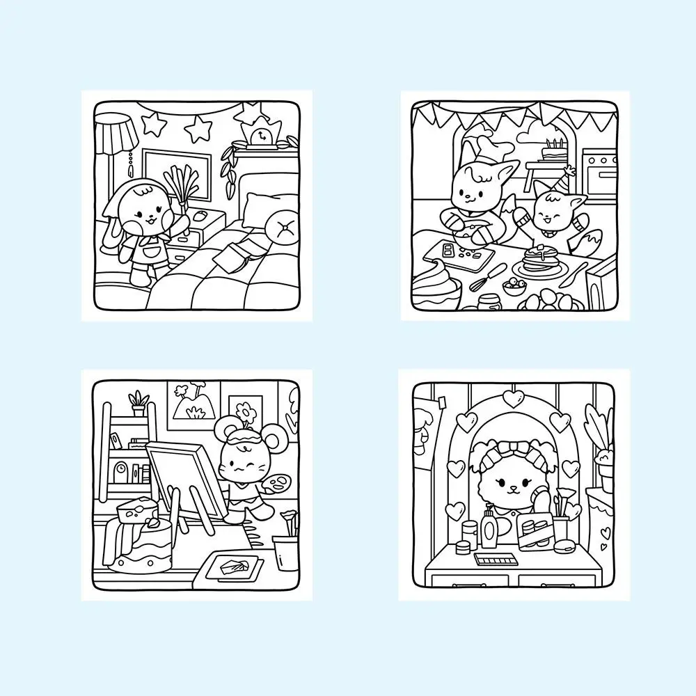 كتاب تلوين كرتوني لطيف لتخفيف التوتر، هدية، كتاب رسومات الشعار المبتكرة التعليمية للبالغين والمراهقين #4