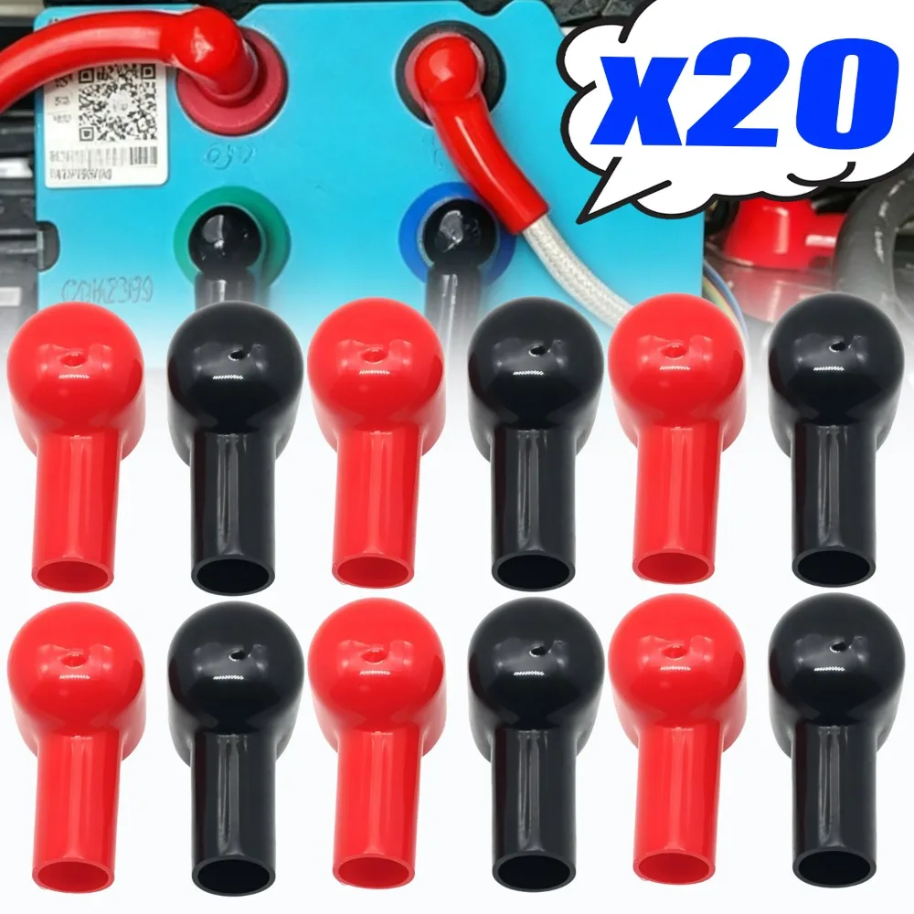Car Battery Terminal Cover Flexible PVC Insulation Boot Pipe Shape Protector Cap Positive Negative Red Black Auto RV Marine Part