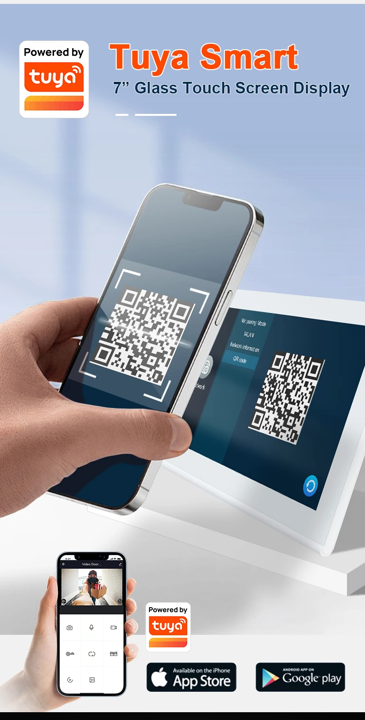 Interkom Telepon Pintu Video Resolusi 1080p Untuk Apartemen 2 Datar Buka Kunci Dengan Aplikasi Tuya