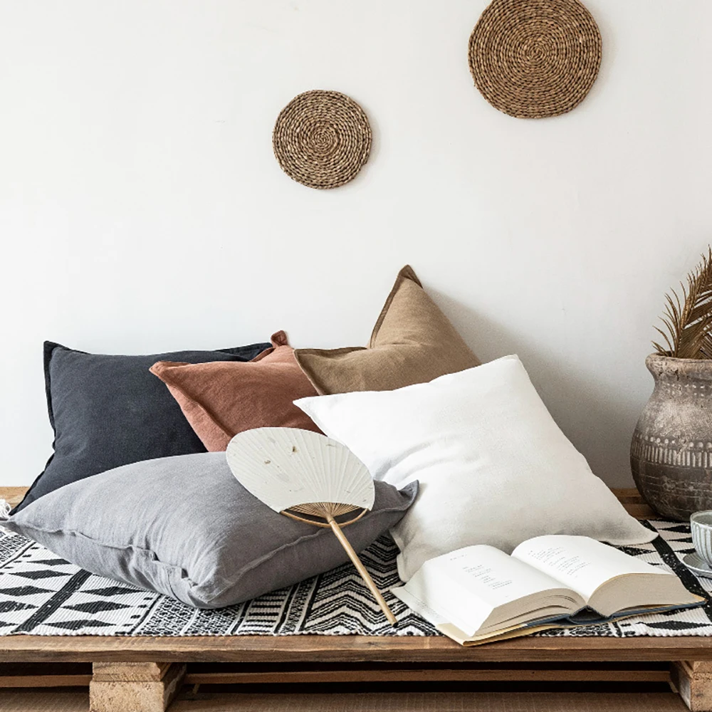 Einfarbig Kissenbezug Baumwolle Leinen Sofa Taille Kissenbezug Wohnzimmer Bett Stuhl Wohnkultur Ohne Kern Kissenbezug Waschbar – Detail 2