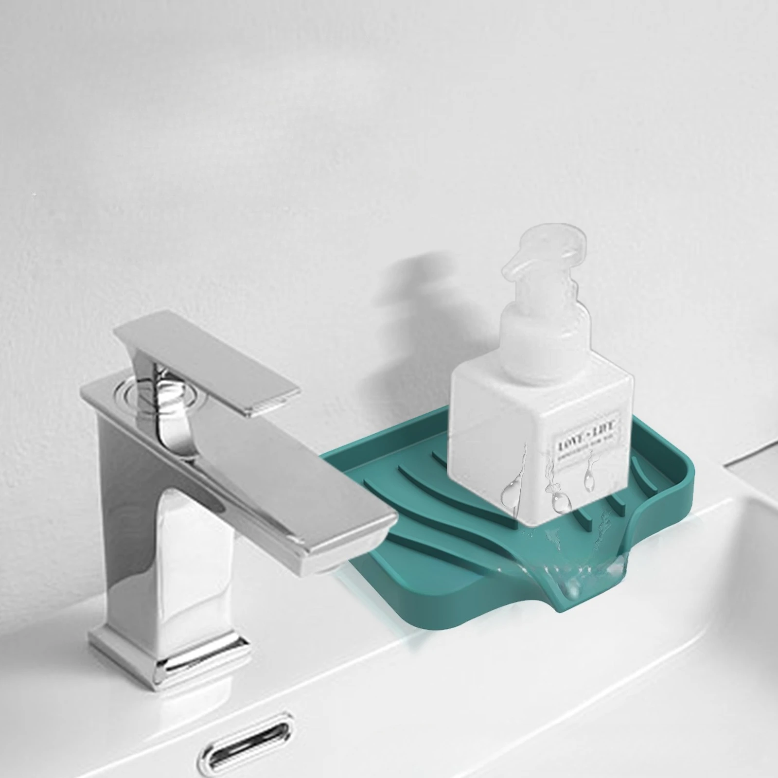 Silicone Soap Tray/Stand, Self-Draining Pad Storage Rack Without Punching Soap Holder Silicone Soap Box Bathroom Soap Rack
