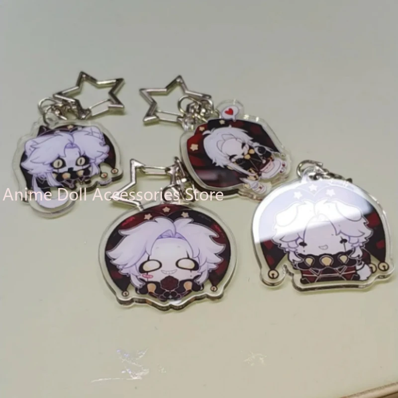 New Anime The Freak Circus Pierrot Cosplay Keychain Acrylic Pendant Keyring Key Chain Bag Accessory Ornament Props