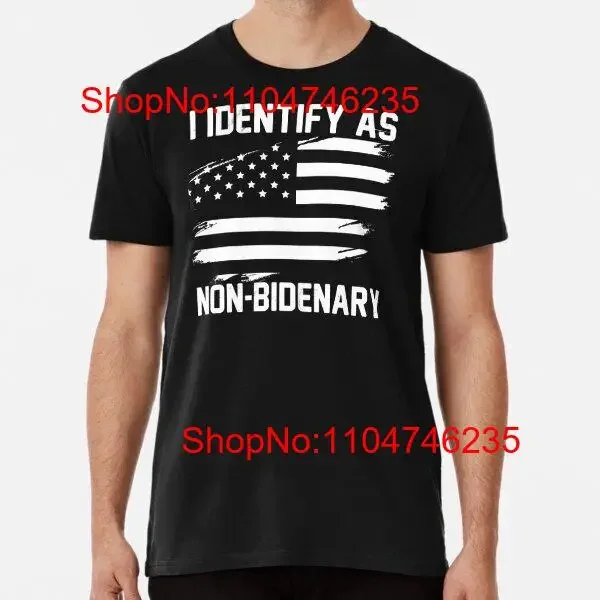 I Identify As Non Bidenary Grunge American Flag Premium T Shirt S 5XL vintage Washed Casual homme Stylish fashion Slightly