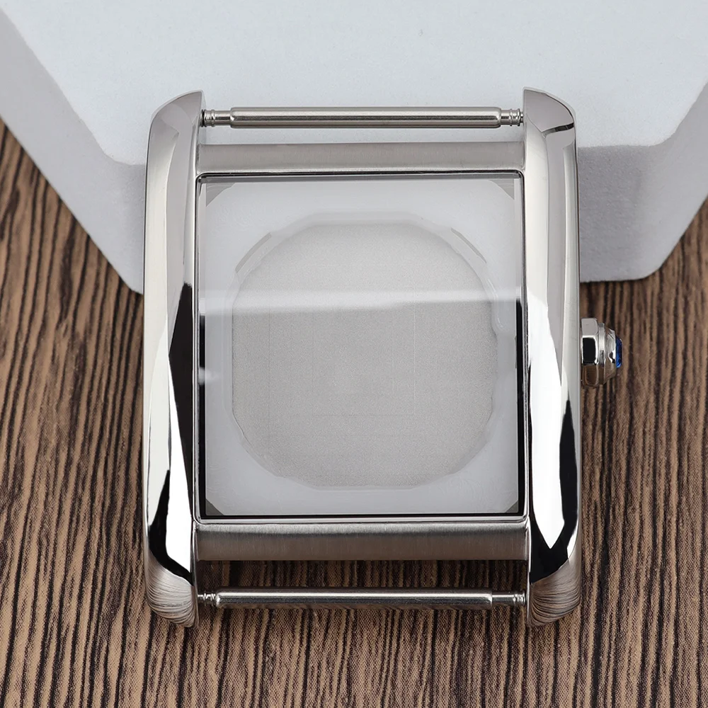 34.6mm Case Polished Watch Cases Assemble Watch Accessories Domed Sapphire Crystal For Miyota 2115 Quartz Movement Repair Parts