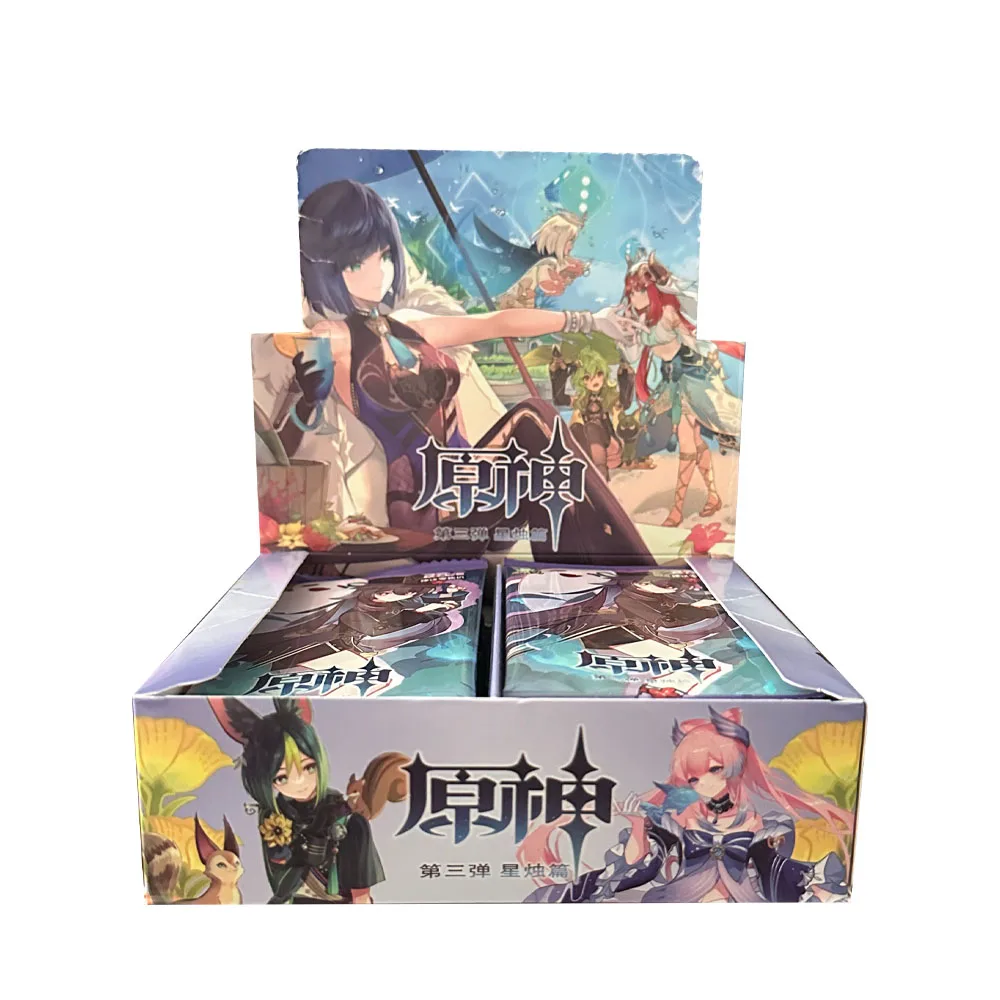 Wholesale Genshin Impact 2M04 Cards Paimon Amber Klee TCG Rare Trading Collection Card Anime Battle Carte for Children Gift Toys