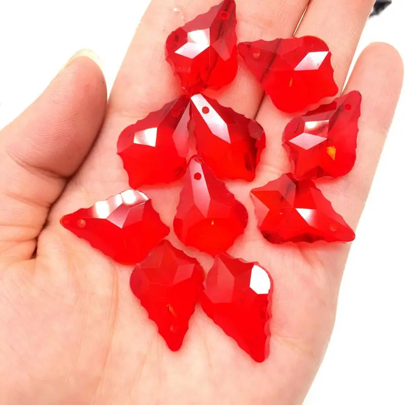 Großhandel 10 Stück Mehrfarbige Doppelseitige Kristallglas Ahornblatt Lose Abstandsperlen DIY Ohrringe Halskette Anhänger Schmuck Geschenke – Detail 9