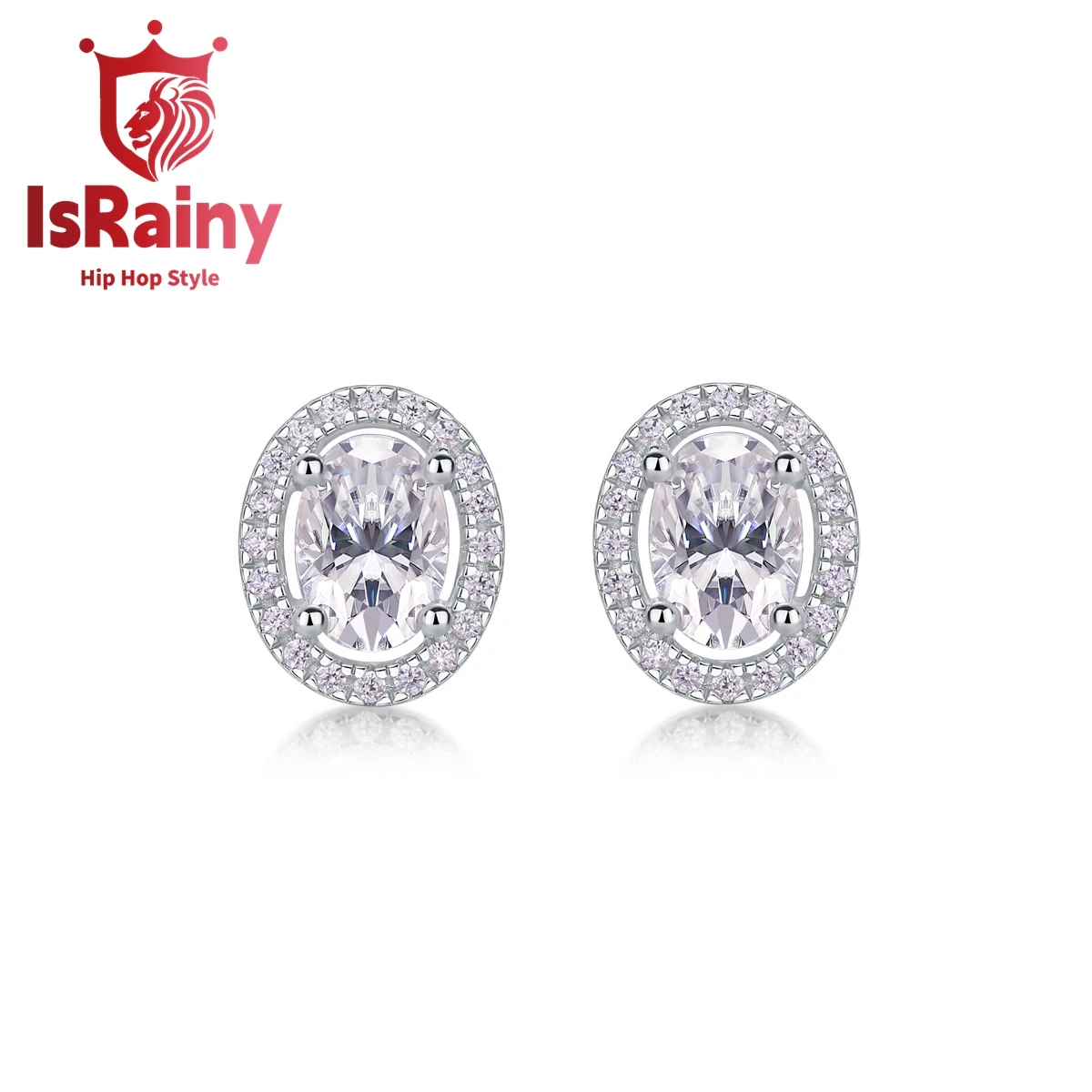 IsRainy Hip Hop Rock 925 Sterling Silver GRA Moissanite Diamond Wedding Engagement Ear Stud Earrings Fine Jewelry for Women Men