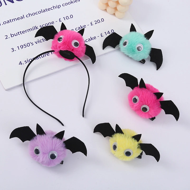Spinka do włosów w kształcie nietoperza na Halloween dla dziewczynek, ozdoba na imprezę, gotycki prezent, akcesoria.