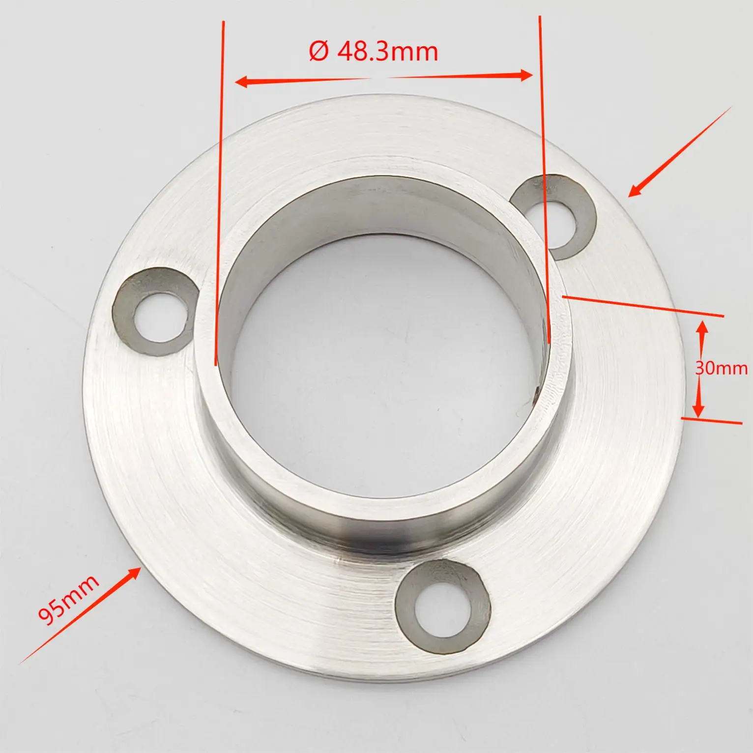 304 Stainless Steel Handrail Flange 48.3mm Base Flange for Stairing Railing Satin Polished