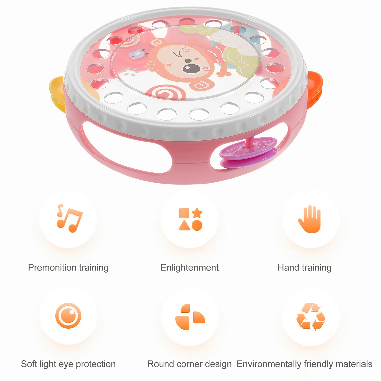 Children Clapping Tambourine Cute Tambourines Percussion Toy Musical Instrument Sky-blue Kids for Adults