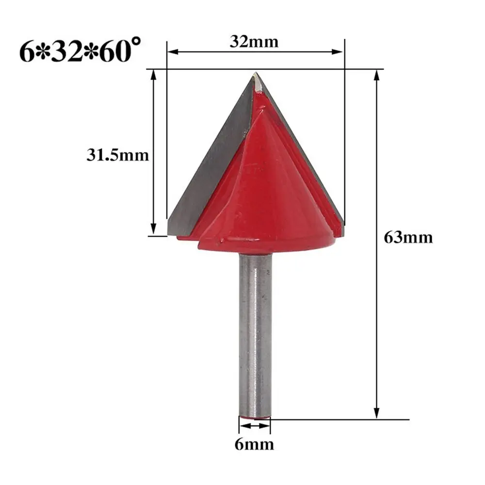 1pc 6mm V Bit CNC Solid Carbide End Mill Tungsten Steel Woodworking Milling Cutter 3D Wood Router Bit 60 90 120 150 Degrees