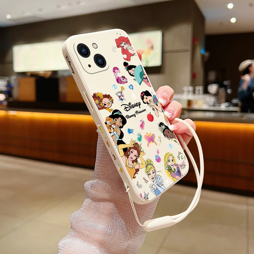 Disney Princess Dwarfs Phone Case For iPhone 15 14 13 12 11 Pro Max Mini X XR XSMAX 8 7 Plus Soft Silicone Cover With Hand Strap