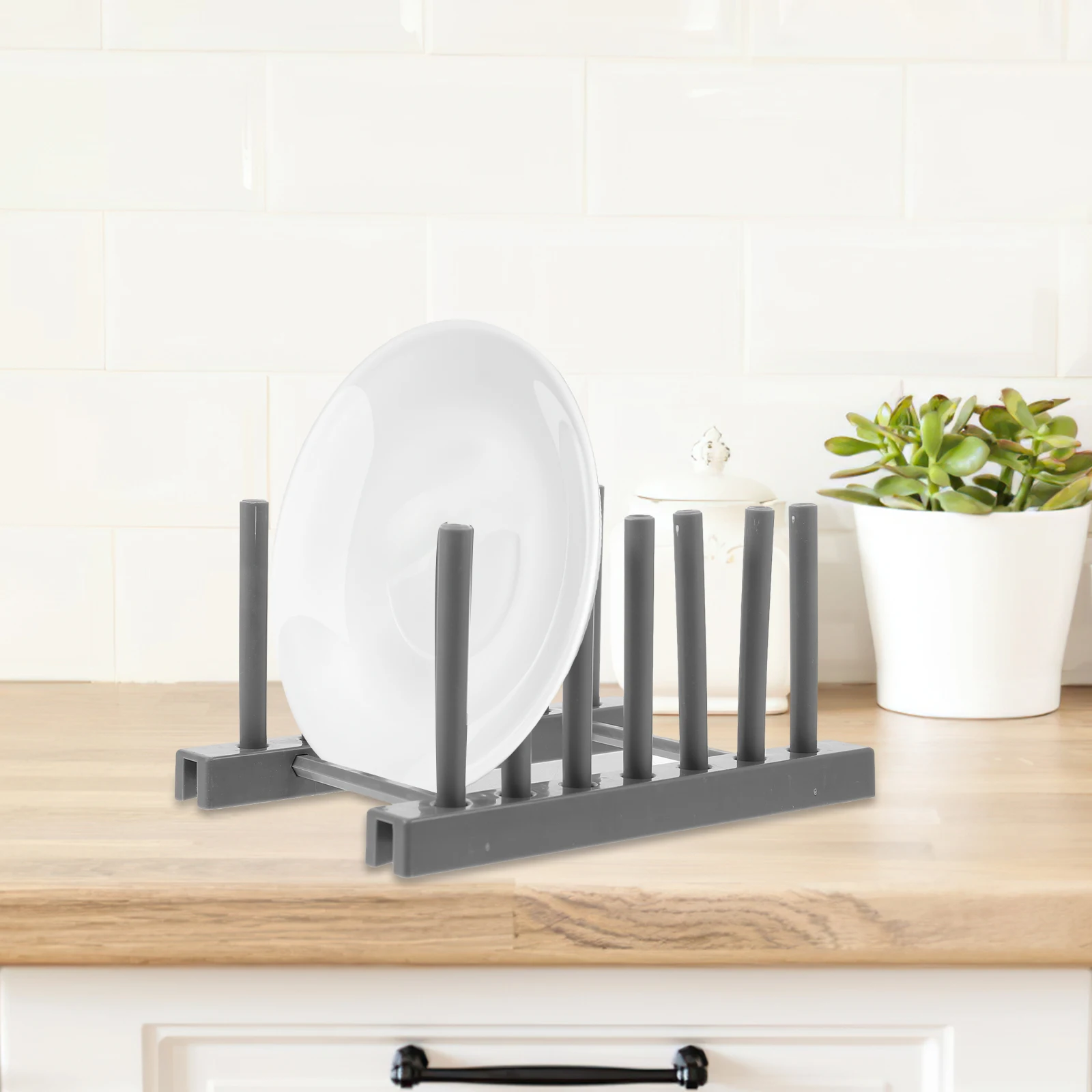 

Dish Drying Rack Kitchen ganizer Grey Plastic Easy Install Suitable Countertop Dish Storage Cabinet Plates Bowls