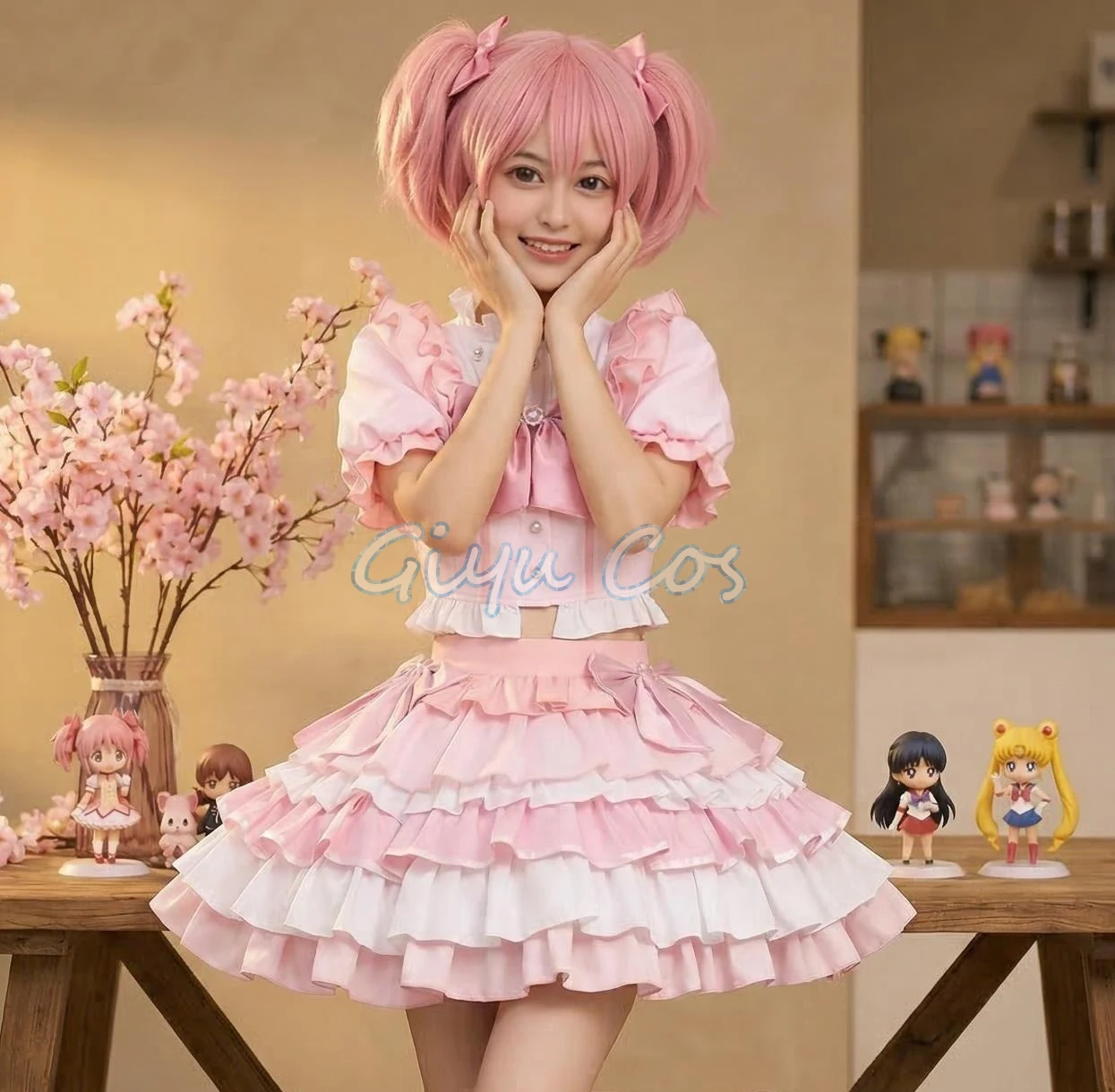 

Puella Magi Madoka Magica Kaname Madoka Cosplay Costumes Full Set Carnival Uniform Halloween Party Masquerade Women