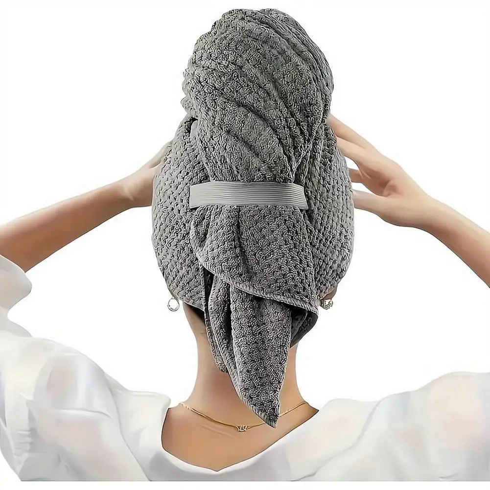 Microfiber Hair Towel Extra Large Wrap Ultra Absorbent Soft Hair Towel Wrap Turban Quick Dry Hair Towel Wrap With Elastic Band