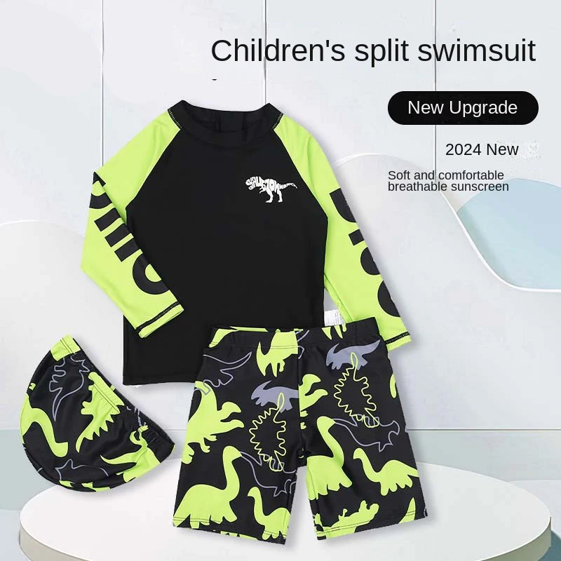 UPF 50+ Toddlers and Baby Boys' 3-Piece Swimsuit Trunk Rashguard Set and Sun Hat Swimwear Bathing Suit Sunsuit Swim Shirt