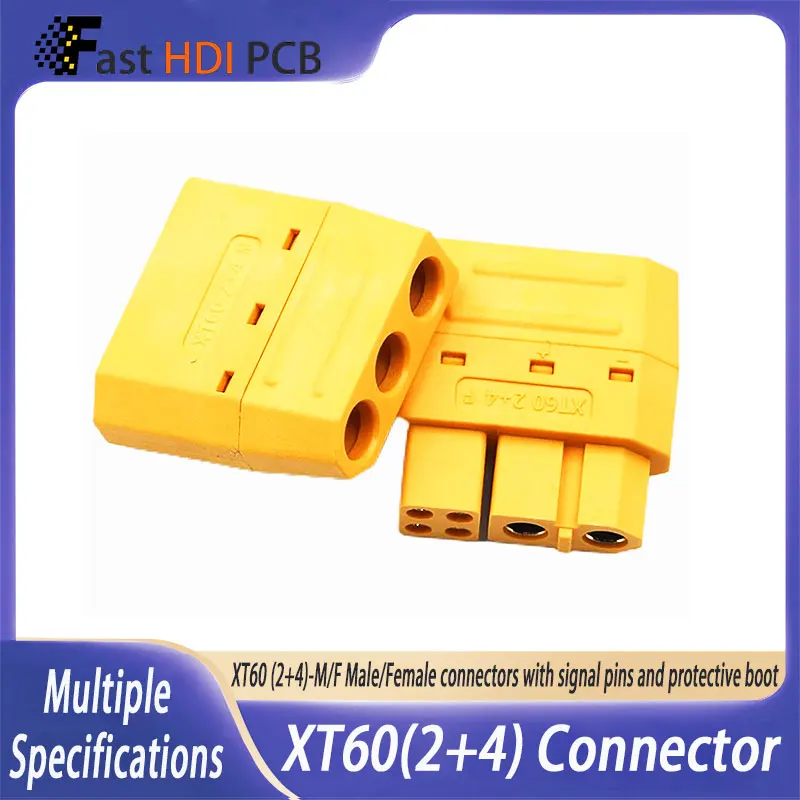 XT60-F/M 6ピン コネクターセット、保護カバー付き、20A高電流+信号ピン、ドローンバッテリーおよびコントローラー用
