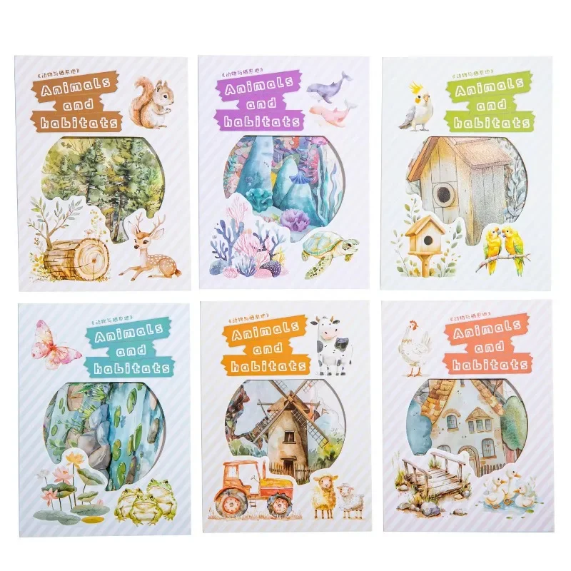20 pçs adesivos animal habitat papelaria manual de animais materiais animais suprimentos floresta fundo diário scrapbook 146*95mm