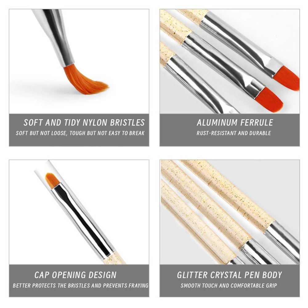 7Pcs Glitter UV Gel Nail art Pinsel für Poly Extension Builder Acryl Nail art Malerei Zeichnung Pinsel Phototherapie ManicurePen