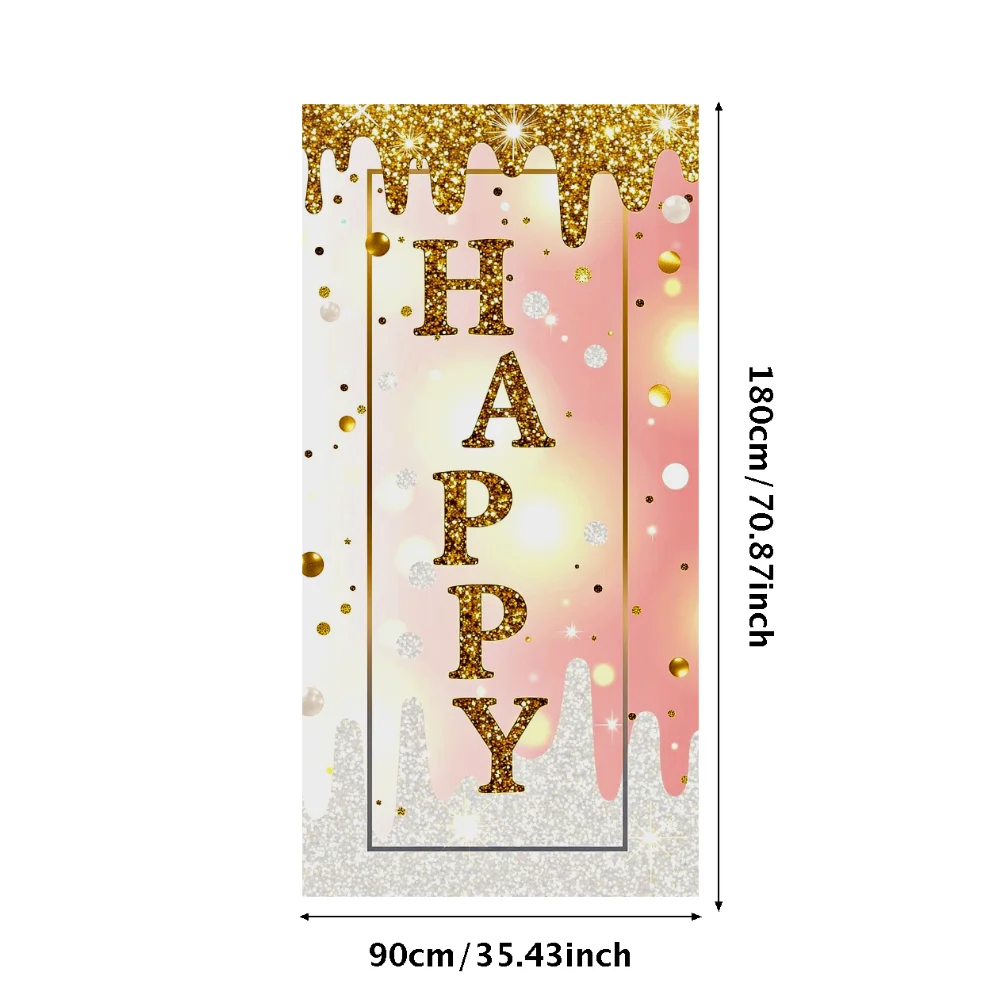 Decorazione di compleanno Banner di celebrazione dal design colorato Banner in materiale poliestere Banner di compleanno glitterato per le vacanze