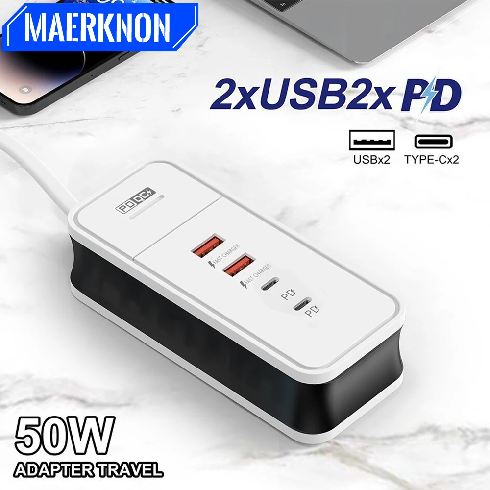 4 Ports USB Type C Charger Fast Charging Quick Charger 3.0 Wall Charger Mobile Phone Adapter For iPhone Xiaomi Samsung Huawei